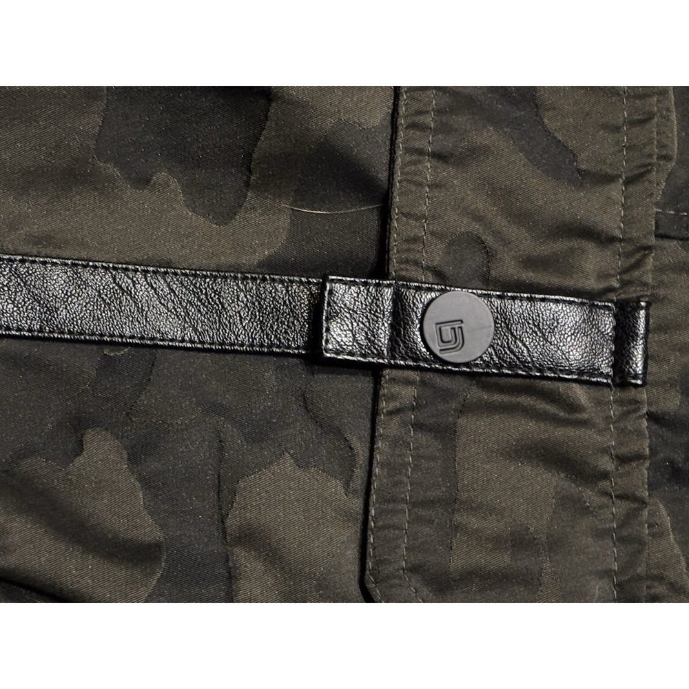 Blanc Noir Camo-Print Hooded Anorak Jacket Large Leather Detail Adjustable Parka - Picture 5 of 7